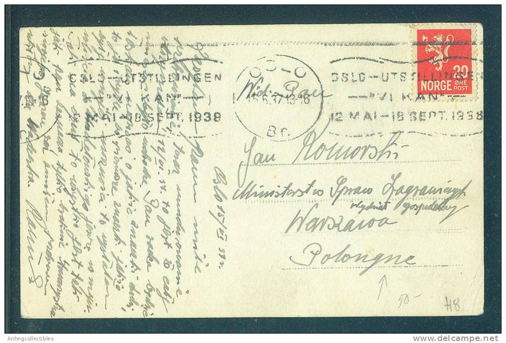 Norge: Post Card With Postmark 1937 - Fine - Brieven En Documenten