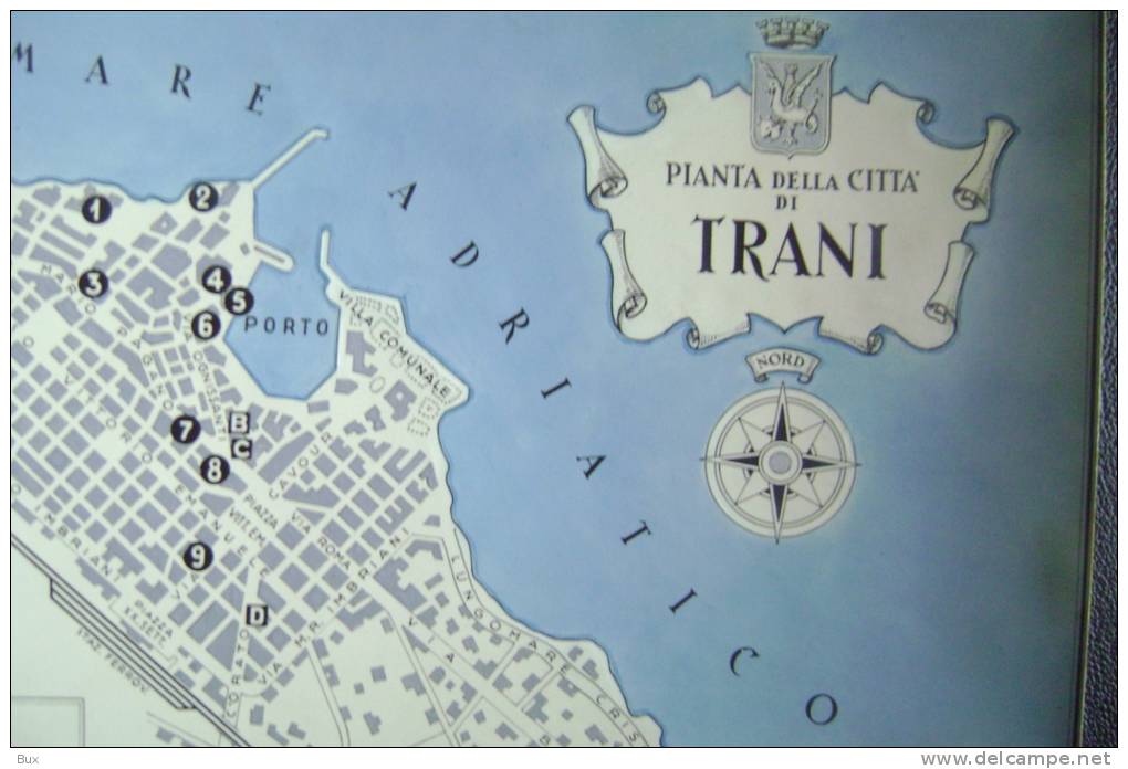 TRANI   BARI PIANTA DELLA CITTA  VECCHIO PROGETTO BOZZETTO  DISEGNATO A MANO FAGGELLA  19,5 X 19,5 - Topographical Maps