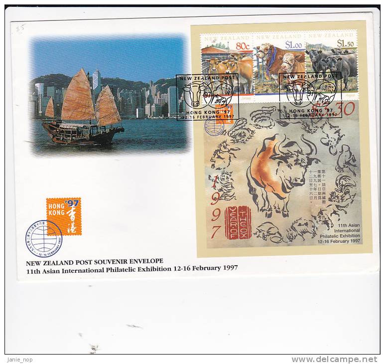 New Zealand 1997 Hong Kong 97 Stamp Expo Mini Sheet FDC - FDC