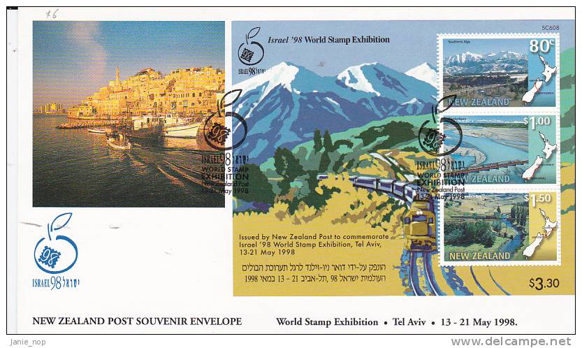 New Zealand 1998 Israel 1998 World Stamp Exhibition Mini Sheet FDC - FDC