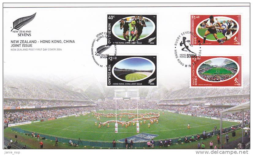 New Zealand 2004 Rugby Sevens  Joint Issue With Hong Kong-China FDC - FDC