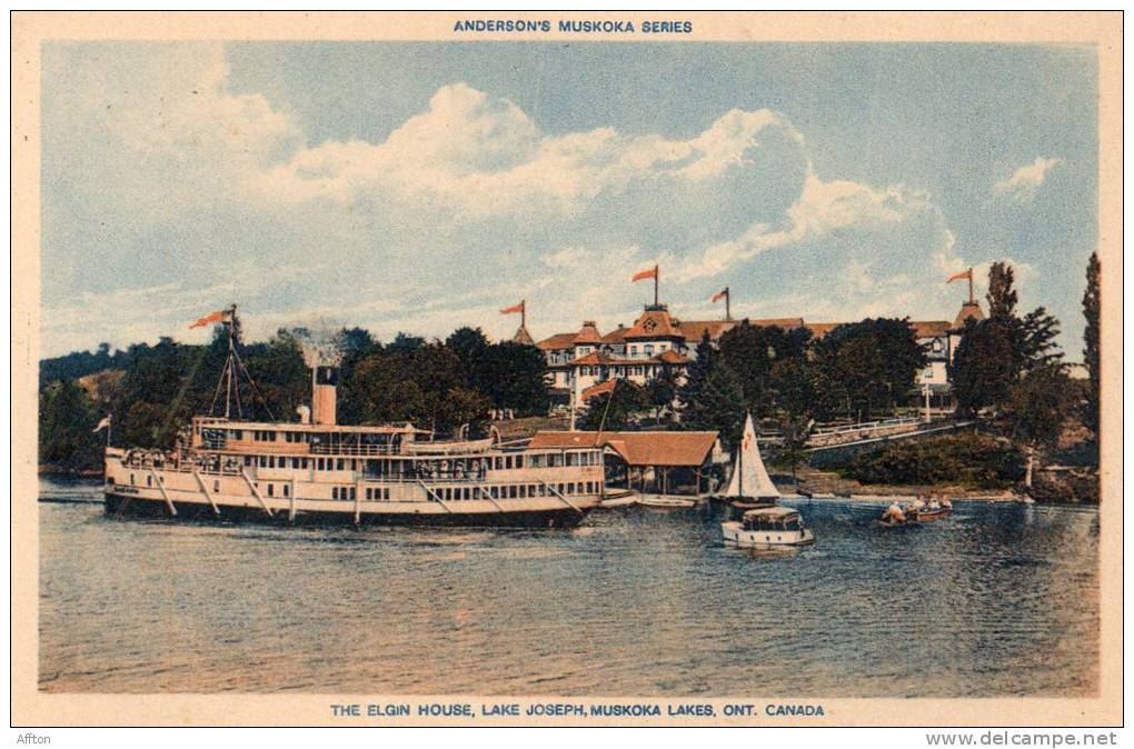 Elgin House Lake Joseph Steamer Muskoka Lakes Ont Old Postcard - Muskoka