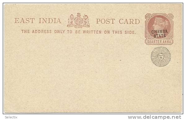 India 1882 Chamba State - Postal Stationery Card - 1882-1901 Empire