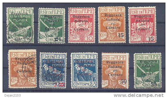 Italy Hungary Fiume Black & Red Overprints "Reggenza Italiana Del Carnaro " 1920 MH,USED - Fiume & Kupa