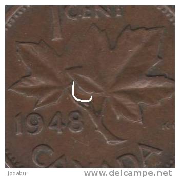 1 Cent De 1948 Du Canada..FAUTEE...Voir Le Scan - Errores Y Curiosidades