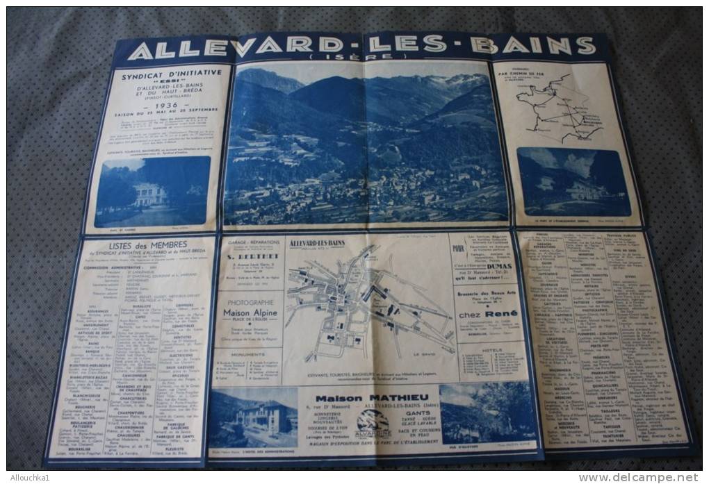 1936 Dépliant  Guide Touristique ALEVARD Les Bains Haut Bréda:Isère Itinéraire Par Chemin De Fer Hôtel Appartement Etc. - Europe