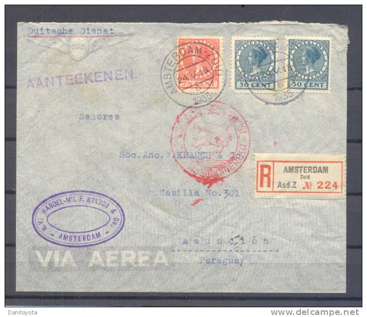 1935.- AMSTERDAN (HOLANDA) A ASUNCION (PARAGUAY) - Lettres & Documents