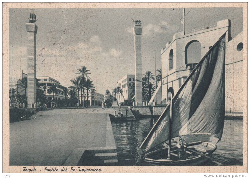 TRIPOLI   - PONTILE DEL RE IMPERATORE VG  BELLA FOTO D´EPOCA ORIGINALE 100% - Libia