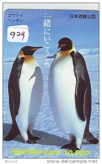 Télécarte  Japon * OISEAU MANCHOT  (929)  PENGUIN BIRD Japan * Phonecard * PINGUIN * - Pinguins