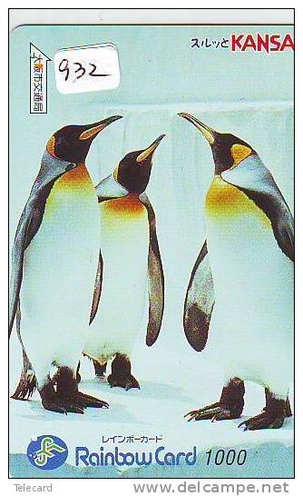 Télécarte  Japon * OISEAU MANCHOT  (932)  PENGUIN BIRD Japan * Phonecard * PINGUIN * - Pingouins & Manchots
