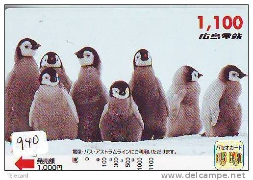 Carte Prépayée Japon * OISEAU MANCHOT  (940)  PENGUIN BIRD Japan * Prepaidcard * PINGUIN * - Pinguini