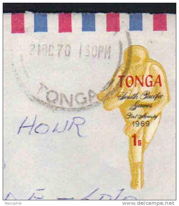 TONGA - JEUX DU PACIFIQUE SUD - LANCEUR DE POIDS / 1970 LETTRE AVION (ref 4103) - Tonga (1970-...)