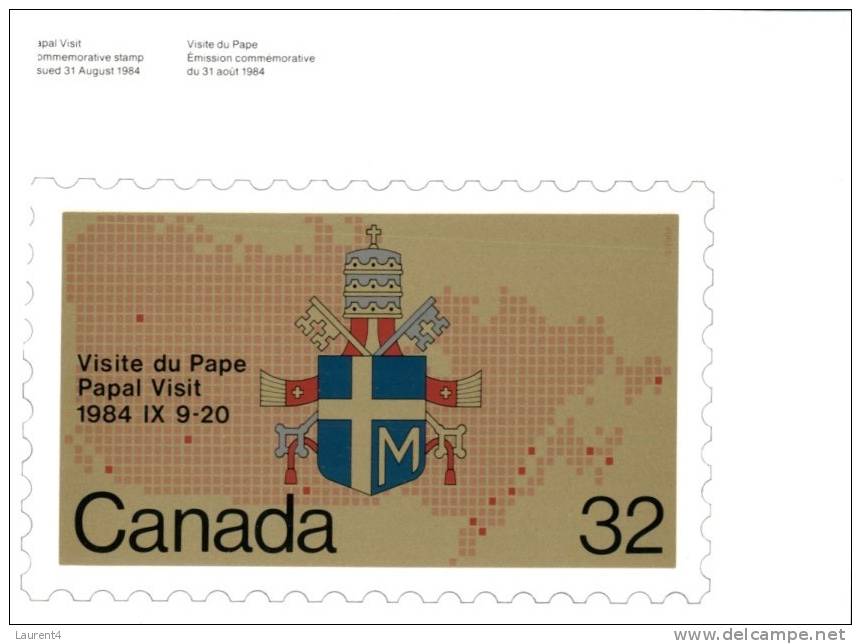 (502) Maxi Card - Stamp Card - Canada - Stamp Reproduction Papal Visit - Cartoline Maximum