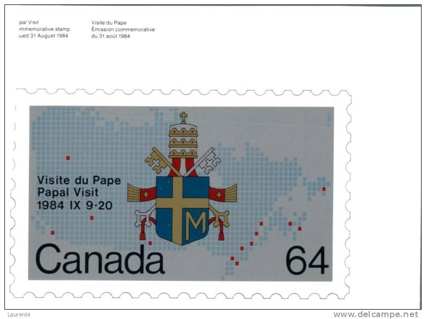 (502) Maxi Card - Stamp Card - Canada - Stamp Reproduction Papal Visit - Tarjetas – Máxima