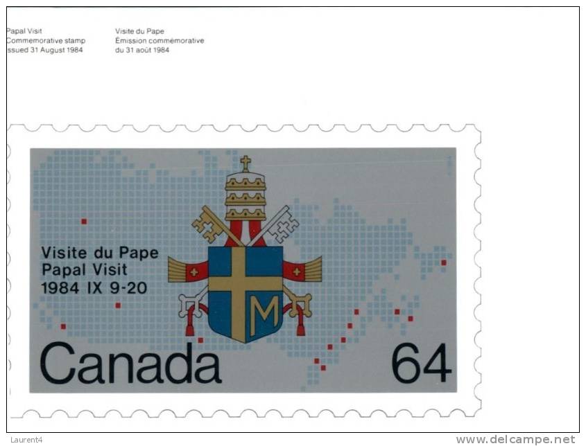 (502) Maxi Card - Stamp Card - Canada - Stamp Reproduction Papal Visit - Tarjetas – Máxima