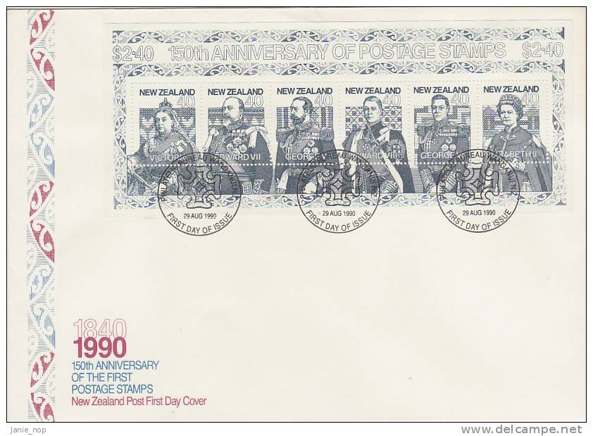 New Zealand 1990 150th Anniversary 1st Postage Stamp Souvenir Sheet FDC - FDC