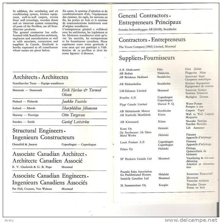 Guide To The Pavilion  Guide Du Pavillon EXPO67 - Skandinavia   Scandinavi - Programs