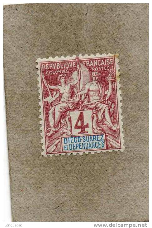 DIEGO-SUAREZ :  Type "Allégories"  , Avec "DIEGO-SUIAREZ Et Dépendances" Dans Le Cartouche, En Bleu - Unused Stamps