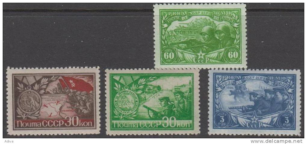USSR 1944 MiNr. 895 - 898  MNH **,  Liberation Of The Cities Odessa, Sevastopol, Leningrad And Stalingrad. - Unused Stamps