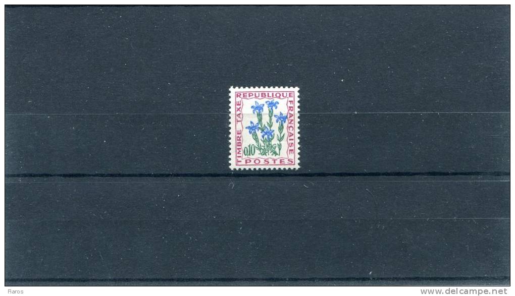 1965-France- "Gentian" 0,10fr. Postage Due Stamp MNH - 1960-.... Nuevos