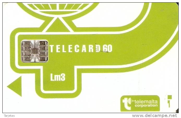 TARJETA DE MALTA DE 60 UNITS -LM3 COLOR VERDE CLARO DIBUJO ANTENA TELECOMUNICACIONES - Malte