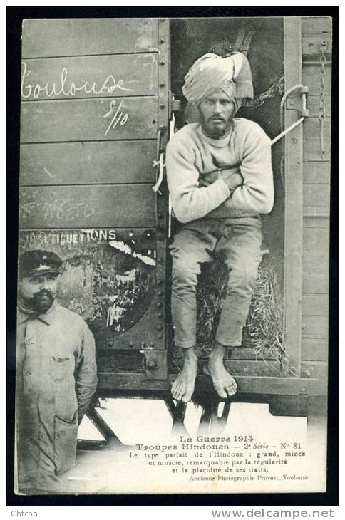 Lot De 3 CPA. La Guerre 1914.  Toulouse. TROUPES HINDOUES. " Transport Par Train Des Troupes" .     Cartes Suivies. - Guerre 1914-18