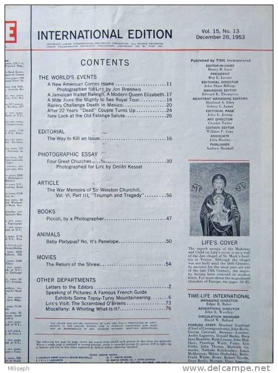 Magazine LIFE - DECEMBER 28 , 1953 - INTERNATIONAL EDITION            (3014) - Nouvelles/ Affaires Courantes