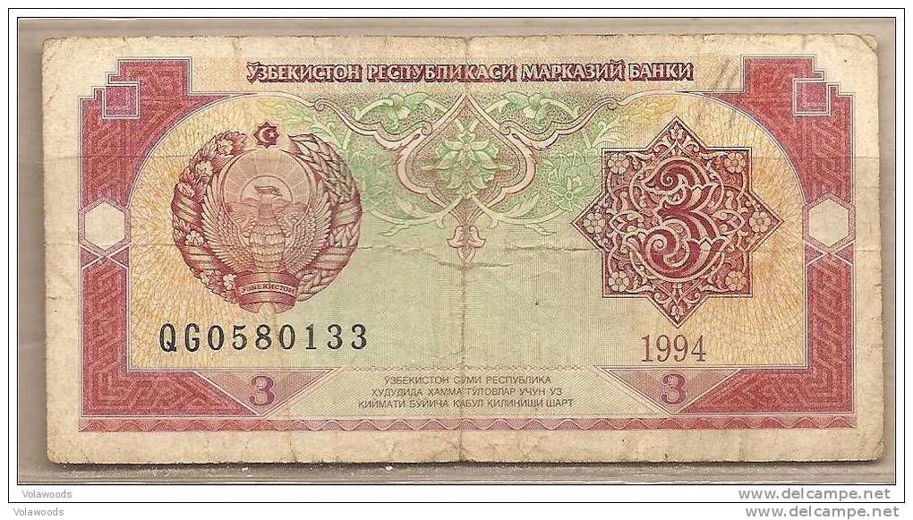 Uzbekistan - Banconota Circolata Da 3 Sum - 1994 - Uzbekistán