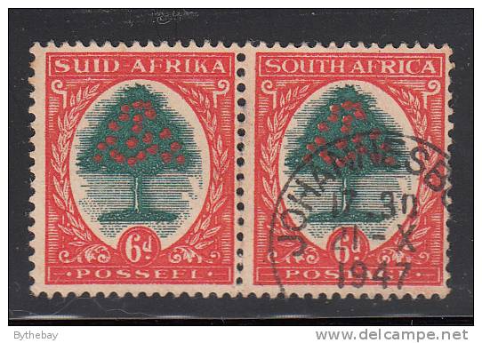 South Africa Used Scott #61c Horizontal Pair 6p Orange Tree - Oblitérés