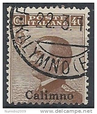 1912 EGEO CALINO USATO EFFIGIE 40 CENT - RR11201 - Egée (Calino)
