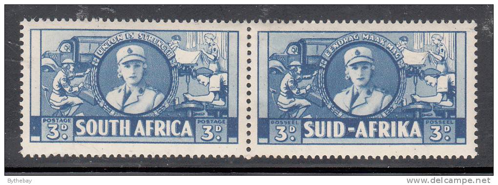 South Africa MH Scott #85 Horizontal Pair 3p Women's Services - Thinned - Ongebruikt