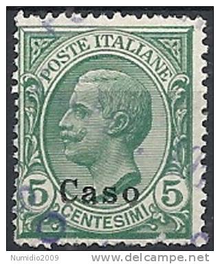 1912 EGEO CASO USATO EFFIGIE 5 CENT - RR11201 - Aegean (Caso)