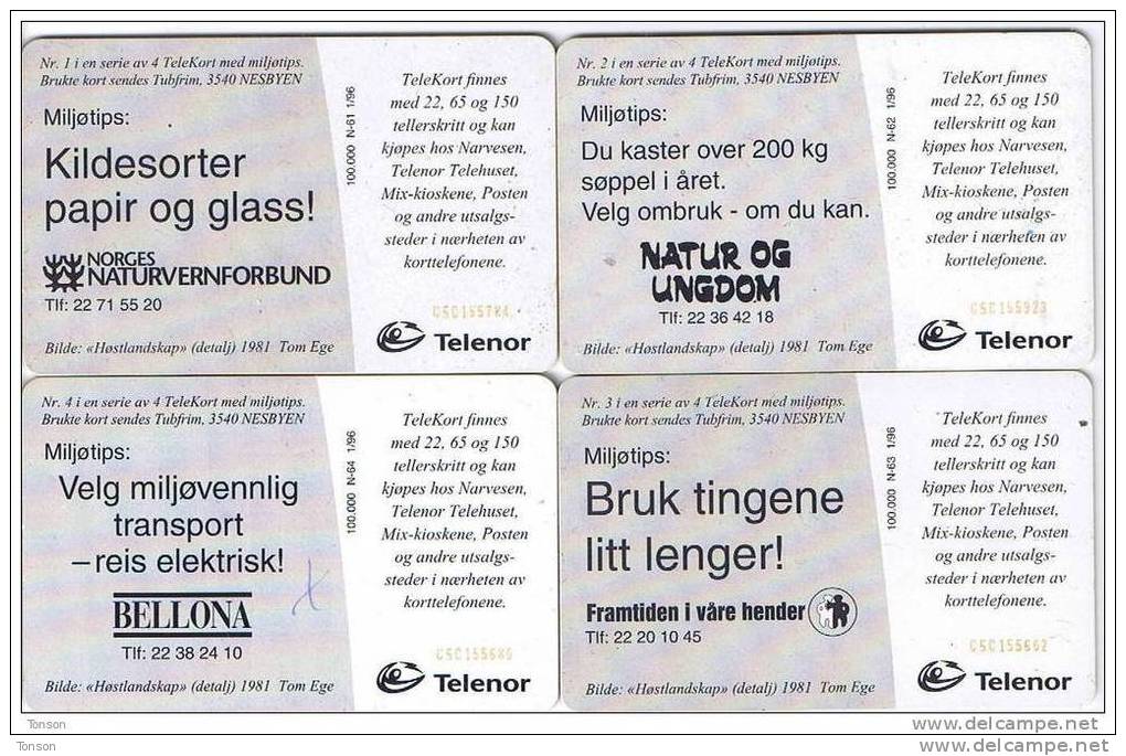 Norway, N061- 064, 4 Card Puzzle, Recycle 2 Scans. - Norway