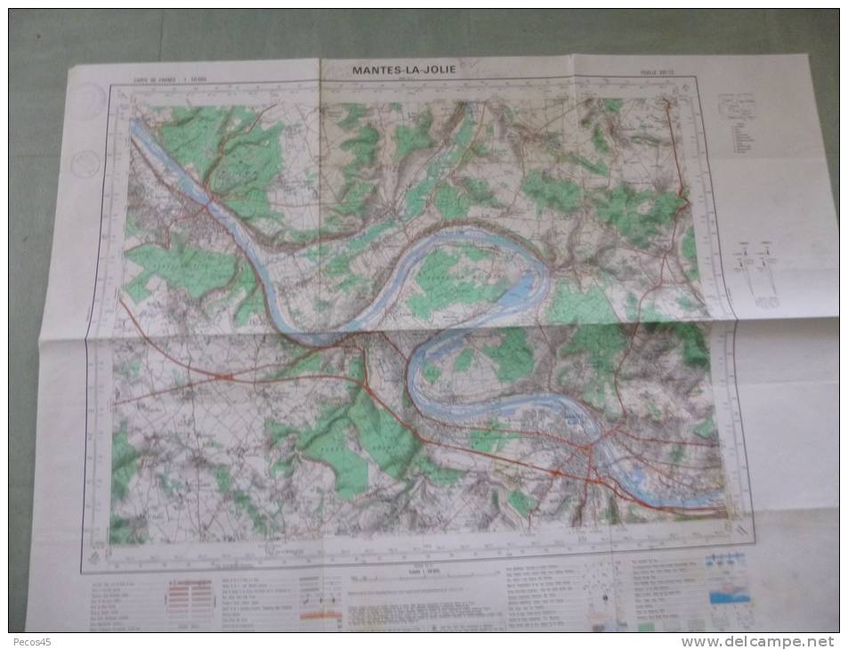 Carte I.G.N. Mantes-la-Jolie - 1/50 000ème - 1950/76. - Mapas Topográficas