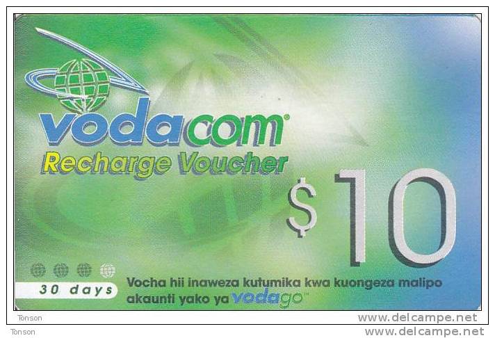 Tanzania, $10, Vodacom, GSM Recharge Voucher, 2 Scans. (16.11.2002) - Tanzania