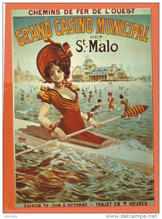 S297, Repro Affiche,Chemins De Fer De L'ouest, Grand Casino Municipal De St.-Malo, Non Circulée - Rowing