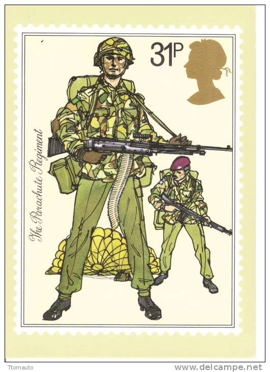 The British Army  -  The Parachute Regiment    -   Stamp Card - Régiments