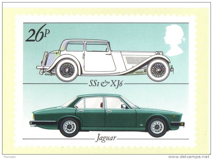 British Motor Cars  -  Jaguar SS1 - Jaguar XJ6    -   Stamp Card - Turismo