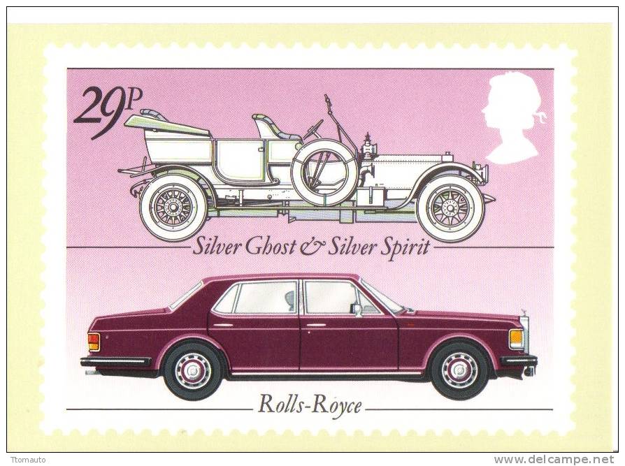 British Motor Cars  -  Rolls-Royce Silver Ghost  -  Rolls-Royce Silver Spirit    -   Stamp Card - Turismo