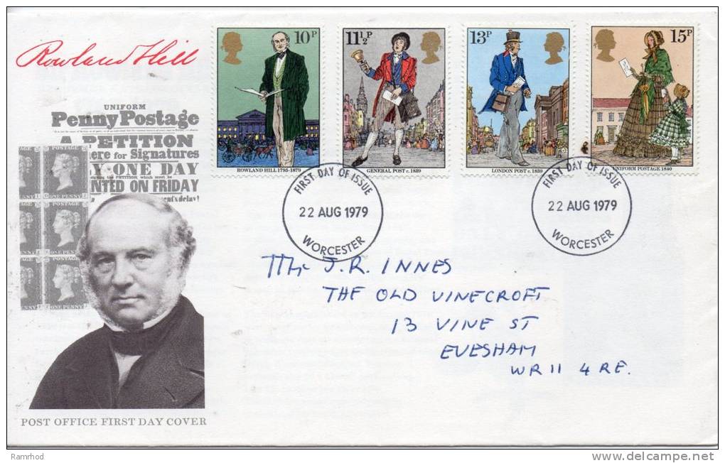 GREAT BRITAIN 1979 FDC ROWLAND HILL - 1971-1980 Decimal Issues