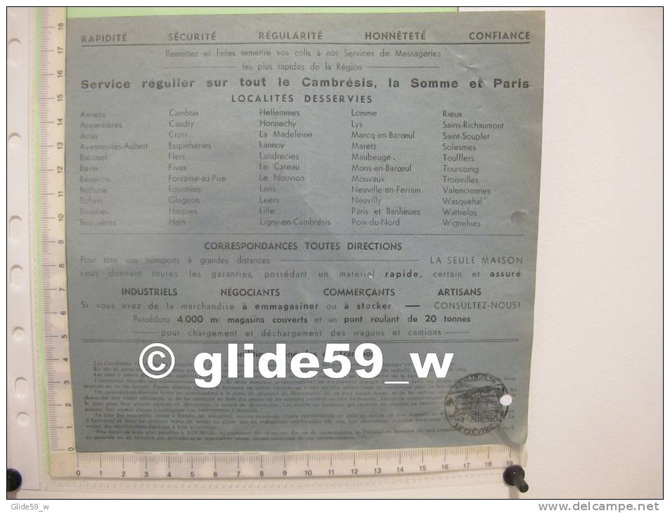 Facture Transports Rapides Automobiles - Déménagements Toutes Directions WENDERBECQ Et Fils - ROUBAIX - 25 Août 1951 - Transportmiddelen