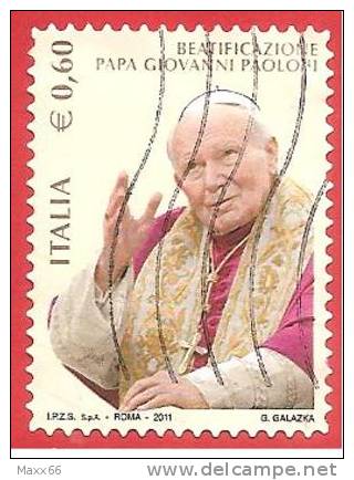 ITALIA REPUBBLICA USATO - 2011 - Beatificazione Di Papa Giovanni Paolo II - € 0,60 - S. 3232 - 2011-20: Used