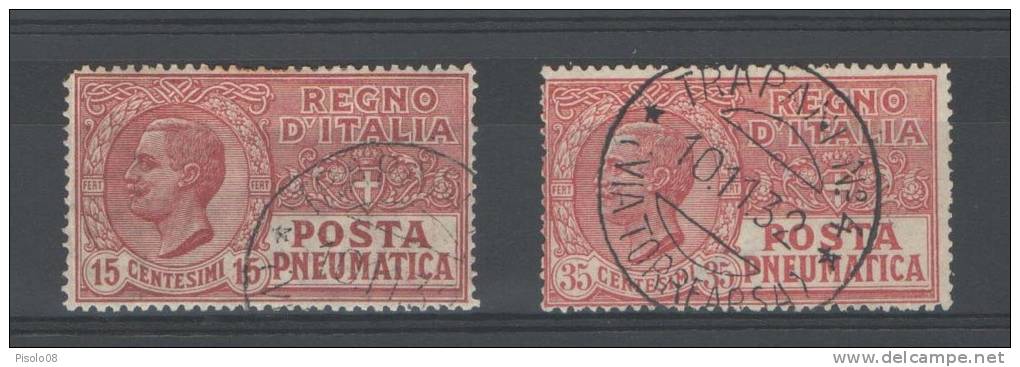 REGNO 1927-28 POSTA PNEUMATICA SERIE CPL. ANNULLATO OTTIMO STATO - Pneumatic Mail