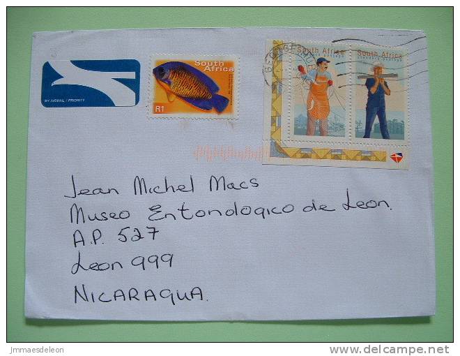 South Africa 2011 Cover To Nicaragua - Fish - Workers Fishing Construction - Cartas & Documentos