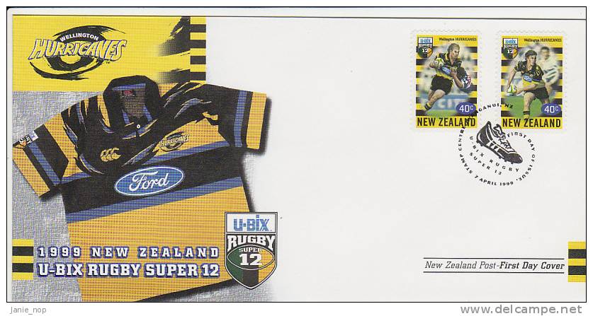 New Zealand 1999 New Zealand U-Bix Rugby Super 12 ,Hurricanes, FDC - FDC