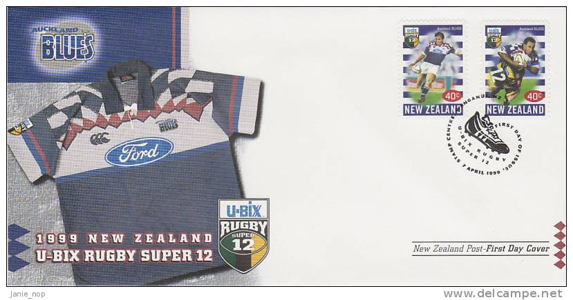 New Zealand 1999 New Zealand U-Bix Rugby Super 12, Auckland Blues, FDC - FDC