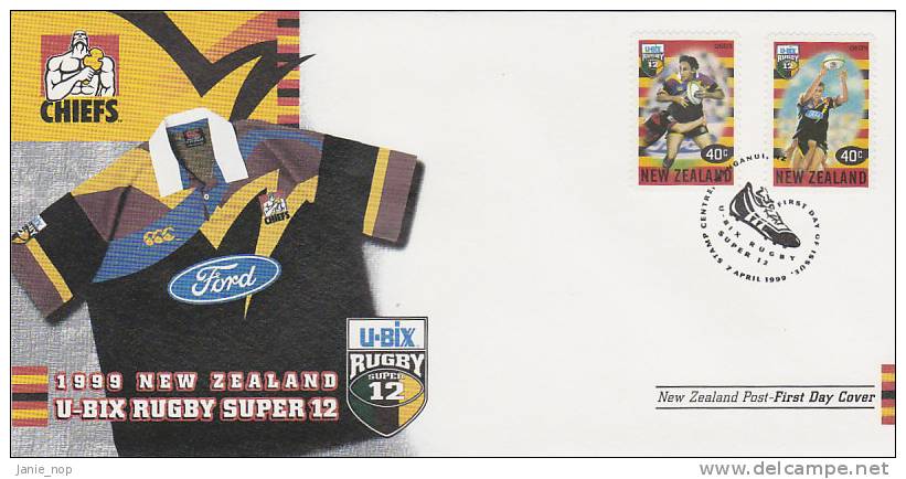 New Zealand 1999 New Zealand U-Bix Rugby Super 12 ,Chiefs, FDC - FDC