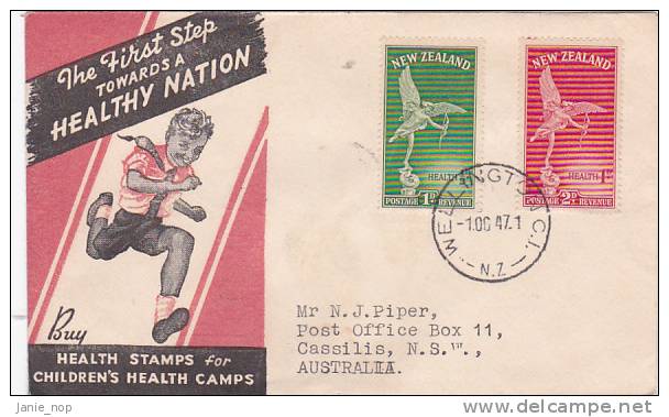 New Zealand 1947 Health, Eros, Buy Health Stamp, FDC - FDC