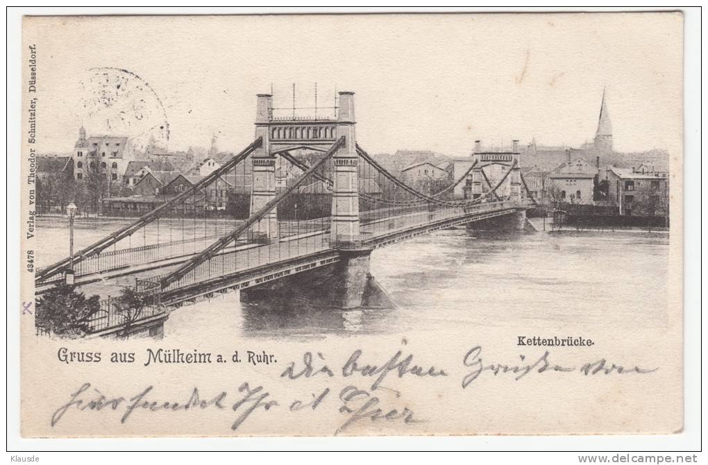 Mülheim A.d.Ruhr S/w Gel.1904 Kettenbrücke - Mülheim A. D. Ruhr