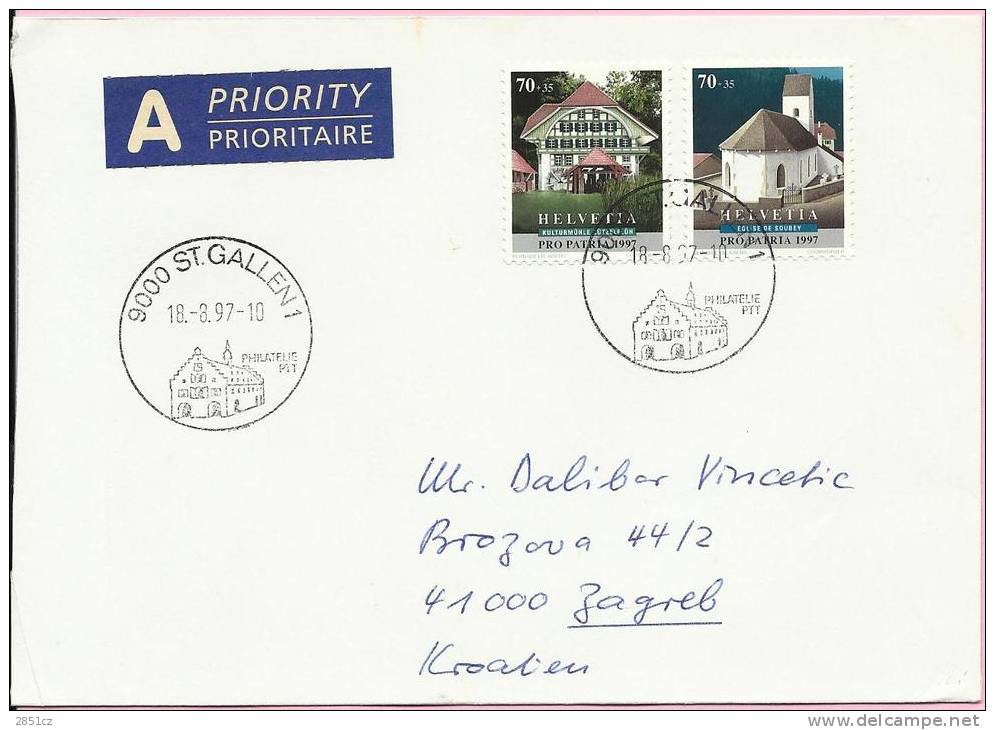 PHILATELY PTT / PRO PATRIA 1997, St. Gallen 1, 18.8.1997., Switzerland, Letter - Lettres & Documents